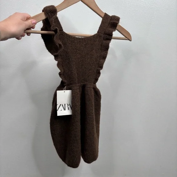 Zara | Dresses | Nwt Zara 34 Yr Old Apron Style Sweater Dress Brown |  Poshmark